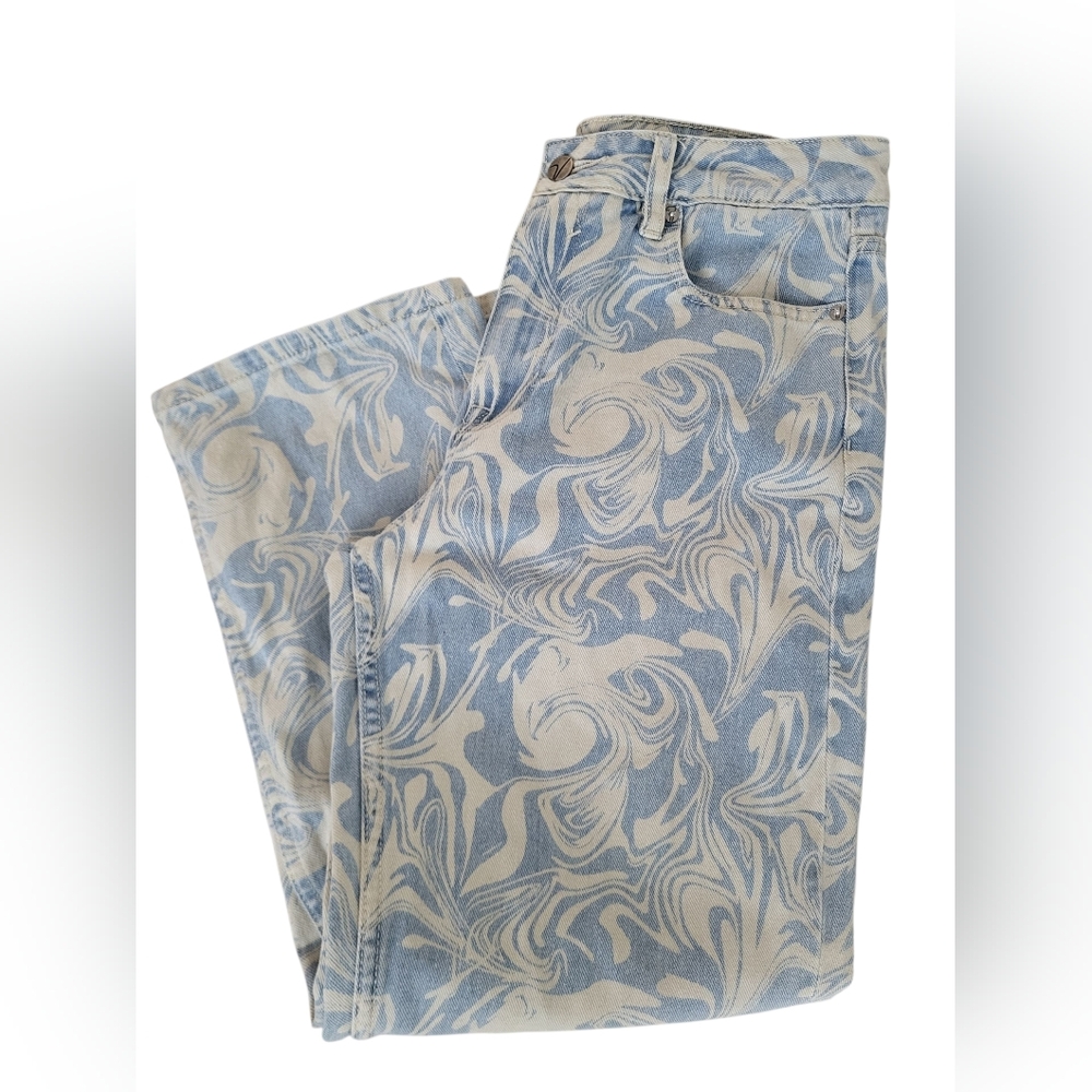 Vigoss Blue and Cream Patterned Jeans